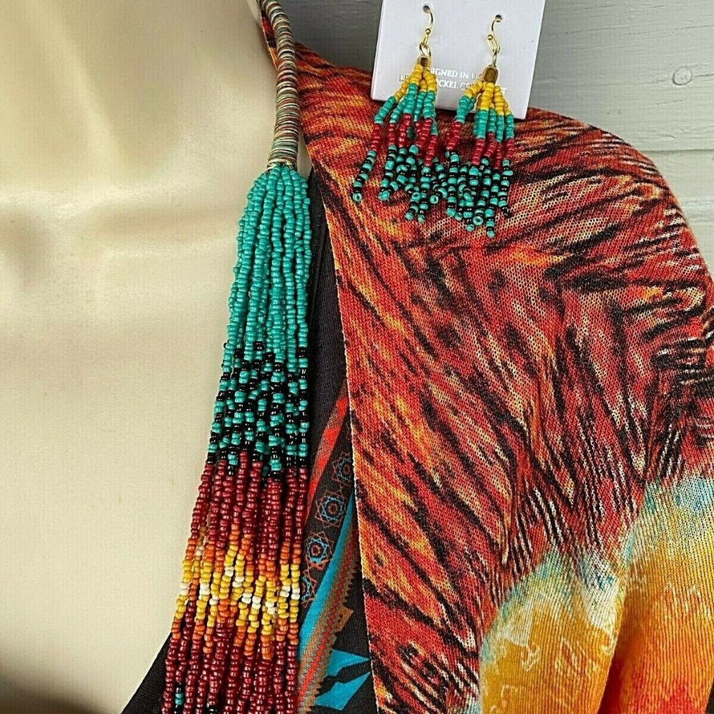 Southwestern 18strand Seed Bead Necklace turquoise Indian summer beaded jewelry - Picture 8 of 12
